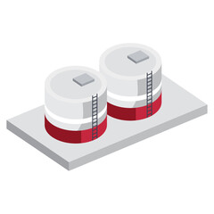 Sticker - factory tanks isometric style