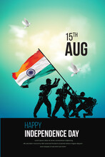 15 August Happy Independence Day. Vector Illustration Design Indian Soldiers 