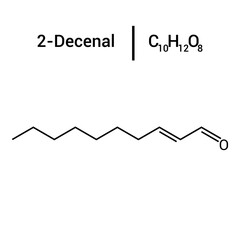 Canvas Print - chemical structure of 2-Decenal (C10H18O)