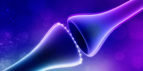 Wall Mural - 3d rendering synapse and neuron cells sending electrical chemical signals