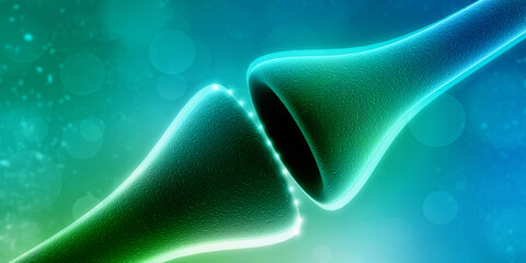 Wall Mural - 3d rendering synapse and neuron cells sending electrical chemical signals