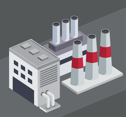 Sticker - industrial factory isometric style