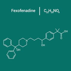 Poster - chemical structure of Fexofenadine (C32H39NO4)