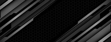 Abstract Grey Metal Black Cyber Futuristic Technology Geometric On Hexagon Mesh Design Modern Background Vector