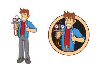 HVAC logo character design illustration vector eps format , suitable for your design needs, logo, illustration, animation, etc.