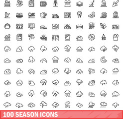 Wall Mural - 100 season icons set. outline illustration of 100 season icons vector set isolated on white backgrou