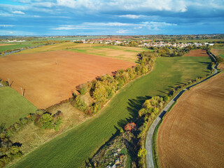 Canvas Print - Aerial view of pastures and farmlands in France