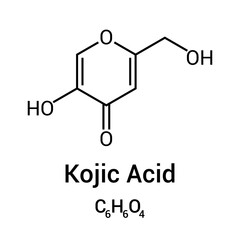 Sticker - chemical structure of Kojic acid (C6H6O4)