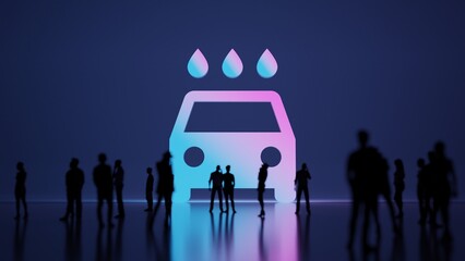 Poster - 3d rendering people in front of symbol of car wash on background