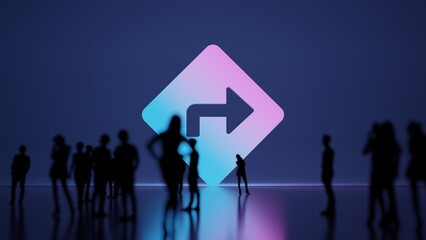 Poster - 3d rendering people in front of symbol of directions on background