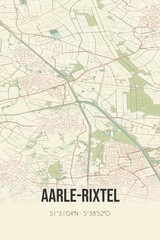  Aarle-Rixtel, Noord-Brabant vintage street map. Retro Dutch city plan.