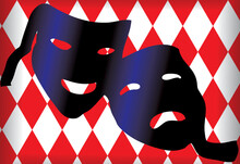 Classic Theatrical Character Masks Vector