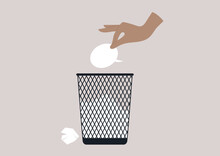A Hand Throwing A Speech Bubble In A Waste Bin, A Censorship Concept