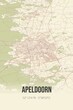 Apeldoorn, Gelderland, Veluwe region vintage street map. Retro Dutch city plan.