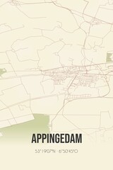  Appingedam, Groningen vintage street map. Retro Dutch city plan.