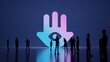© Destrosvet - 3d rendering people in front of symbol of hamsa on background