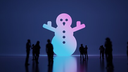 Wall Mural - 3d rendering people in front of symbol of snowman on background