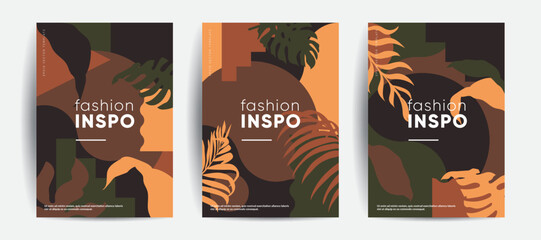 Wall Mural - Tropic minimal cover templates. Invitation cards. Eps10 vector. 