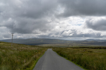 Poster - landscape of County Donegal under an overcast sky with a small country road leading to the horizon