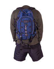 Poster - backpack, shorts, summer jacket isolated on white background.