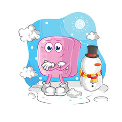 nail in cold winter character. cartoon mascot vector