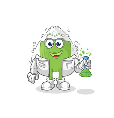 Poster - onigiri scientist character. cartoon mascot vector