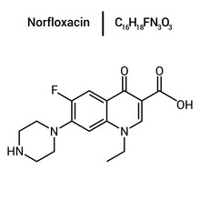 chemical structure of Norfloxacin (C16H18FN3O3)