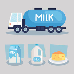 Canvas Print - four dairy products icons