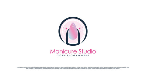 Wall Mural - Nail icon logo design for manicure studio or nail salon with creative concept Premium Vector