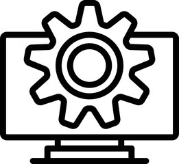 Wall Mural - gear team monitor icon outline vector. app code. service system
