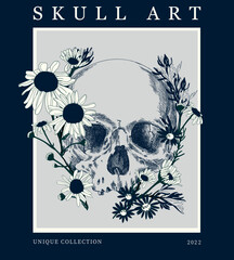 Wall Mural - Skull poster in vintage style