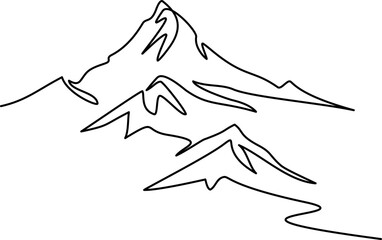 Wall Mural - Mountains landscape view. Continuous one line drawing.