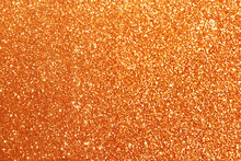 Beautiful Shiny Orange Glitter As Background, Closeup