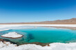 Amazing blue lagoon with salt in the desert, unique scenario