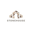 Stone house vector logo design illustration