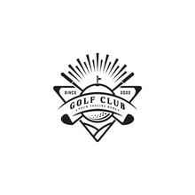 Golf Vintage Retro Logo Design With Crossed Stick Golf Concept For Badge Label