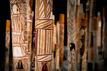 Wall Mural - didgeridoos aboriginal indigenous musical instruments in gallery
