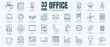 Simple Set Of Office, Business And Management Related Vector Line Icons. Contains Thin Icons As Manager, Employee, Office Supplies And More. Editable Stroke. 48x48 Pixel Perfect