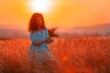 © BillionPhotos.com - Woman in the field with flowers on sunset background