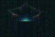 © Love You Stock - hacker over a screen with green binary code. Crime and Information Theft and Computers