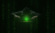 © Love You Stock - hacker over a screen with green binary code. Crime and Information Theft and Computers