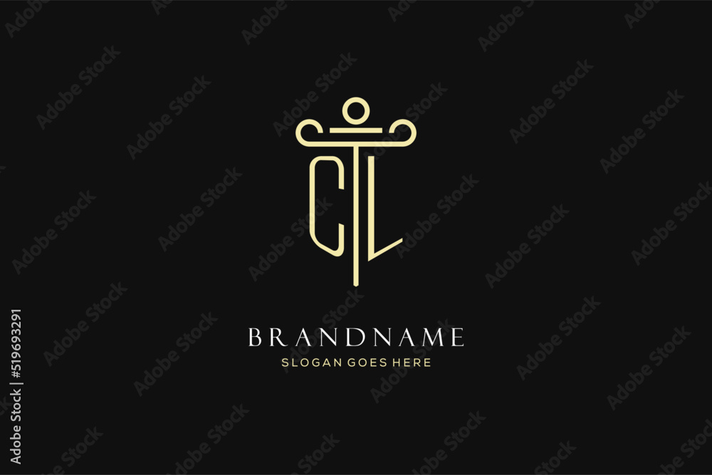 Luxury modern monogram CL logo for law firm with pillar icon design ...