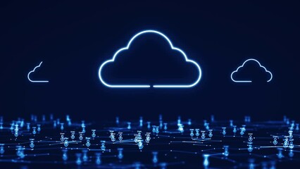 Wall Mural - cloud and edge computing technology concepts support a large number of users. there are three promin