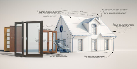 Wall Mural - Home construction doors and windows