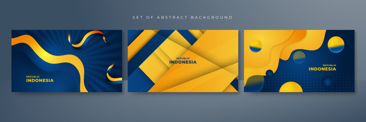 Wall Mural - Happy Indonesia Independence day with blue yellow theme and Pancasila design background. 17 Agustus Indonesia background banner vector illustration. Dirgahayu Kemerdekaan Republik Indonesia Background