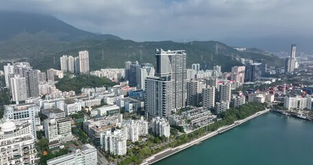 Canvas Print - Drone fly over Shenzhen city, Futian District