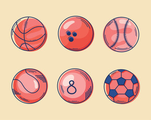 Poster - six sports equipment icons