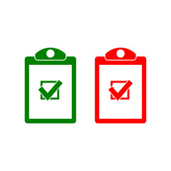 Poster - Yes No check mark sign on clipboard icon isolated on white background