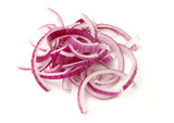 Fototapeta Kuchnia - Sliced red onion rings on white background