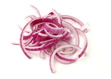 Sliced Red Onion Rings On White Background